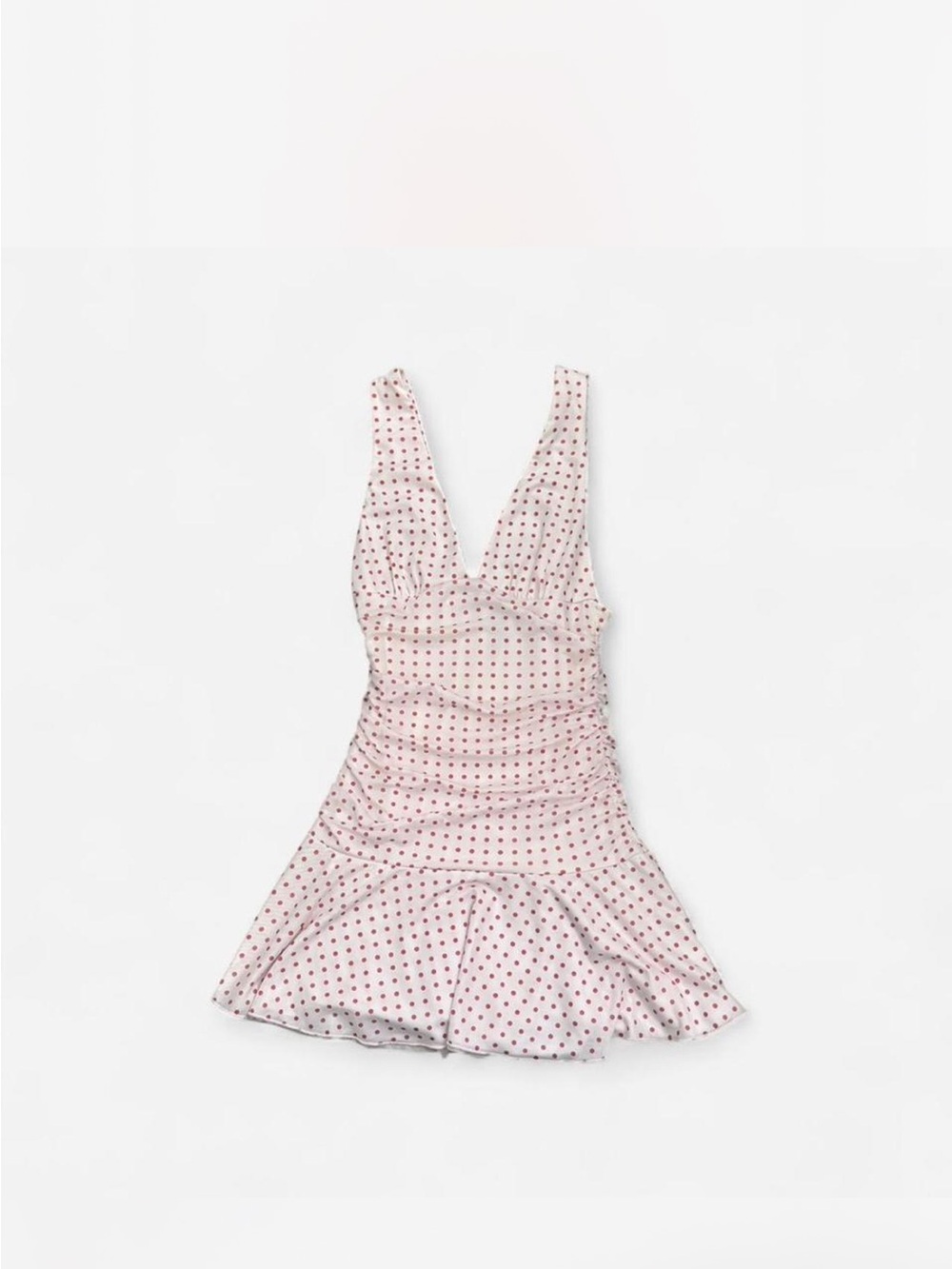 Pink Polka Dot V-Neck Mini Dress
